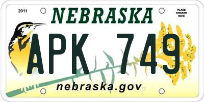 NE license plate APK749