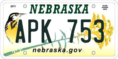 NE license plate APK753
