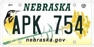 NE license plate APK754