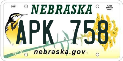 NE license plate APK758