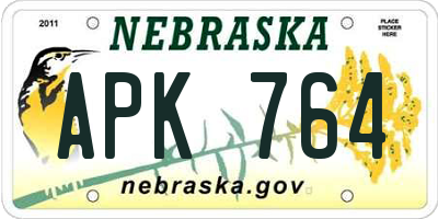 NE license plate APK764