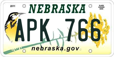 NE license plate APK766