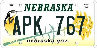 NE license plate APK767