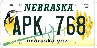 NE license plate APK768