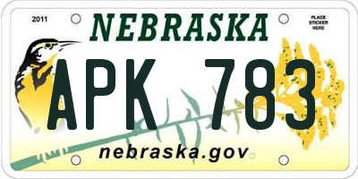 NE license plate APK783