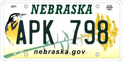 NE license plate APK798