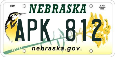 NE license plate APK812