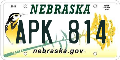 NE license plate APK814