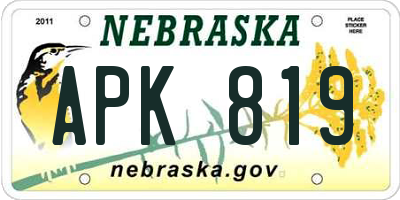 NE license plate APK819