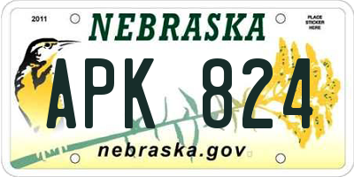 NE license plate APK824