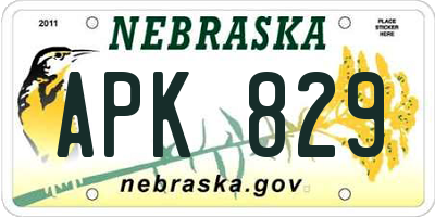NE license plate APK829
