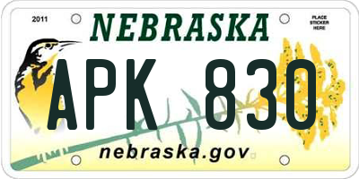 NE license plate APK830