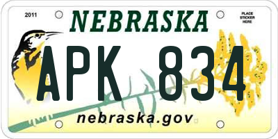 NE license plate APK834