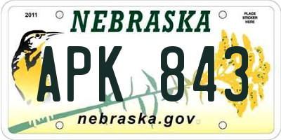 NE license plate APK843