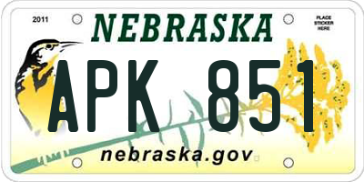 NE license plate APK851