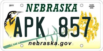 NE license plate APK857