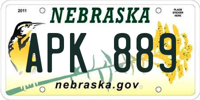 NE license plate APK889