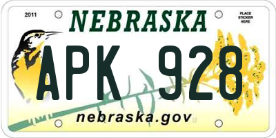 NE license plate APK928