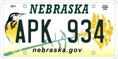 NE license plate APK934