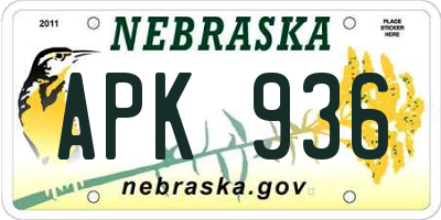 NE license plate APK936