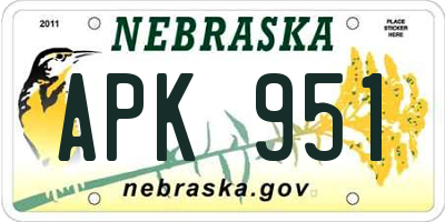 NE license plate APK951