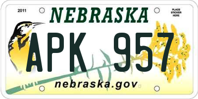 NE license plate APK957