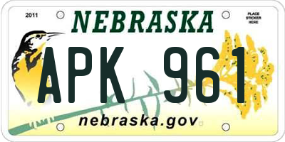 NE license plate APK961