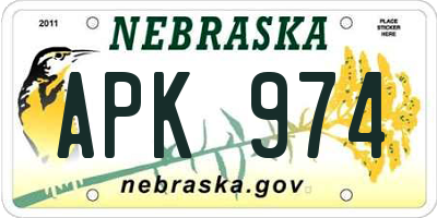 NE license plate APK974