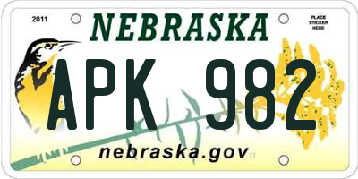 NE license plate APK982