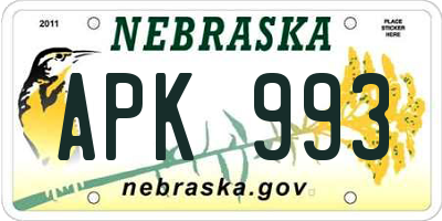 NE license plate APK993