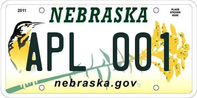 NE license plate APL001