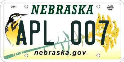 NE license plate APL007