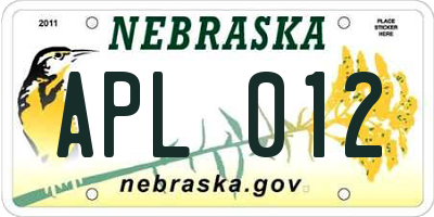 NE license plate APL012