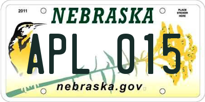 NE license plate APL015