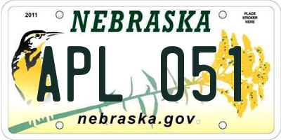 NE license plate APL051