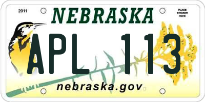 NE license plate APL113