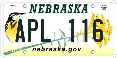 NE license plate APL116