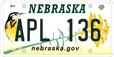 NE license plate APL136
