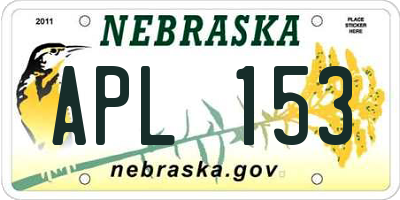 NE license plate APL153