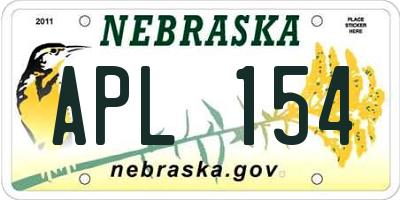 NE license plate APL154