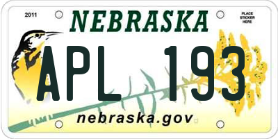 NE license plate APL193