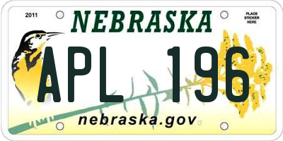 NE license plate APL196