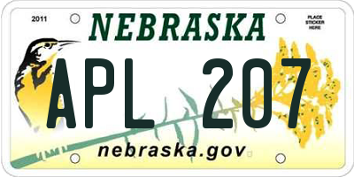 NE license plate APL207