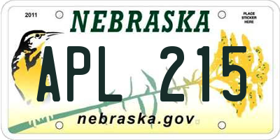 NE license plate APL215