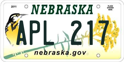 NE license plate APL217