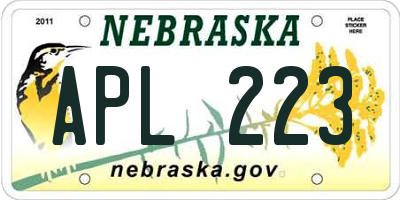 NE license plate APL223