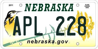 NE license plate APL228