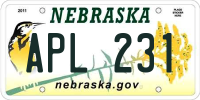 NE license plate APL231