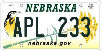 NE license plate APL233