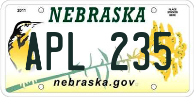 NE license plate APL235